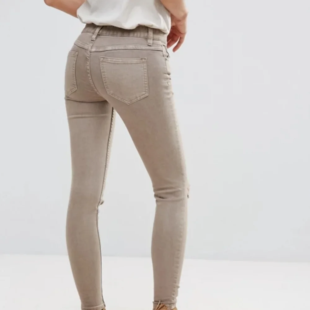 Free People Beige Destroyed Knee Skinny Jeans